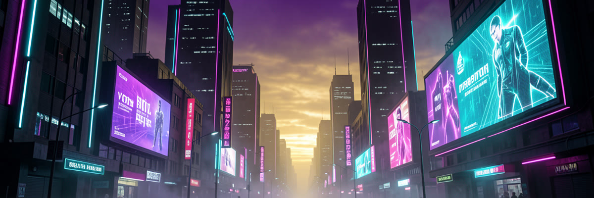 Neon cyberpunk cityscape
